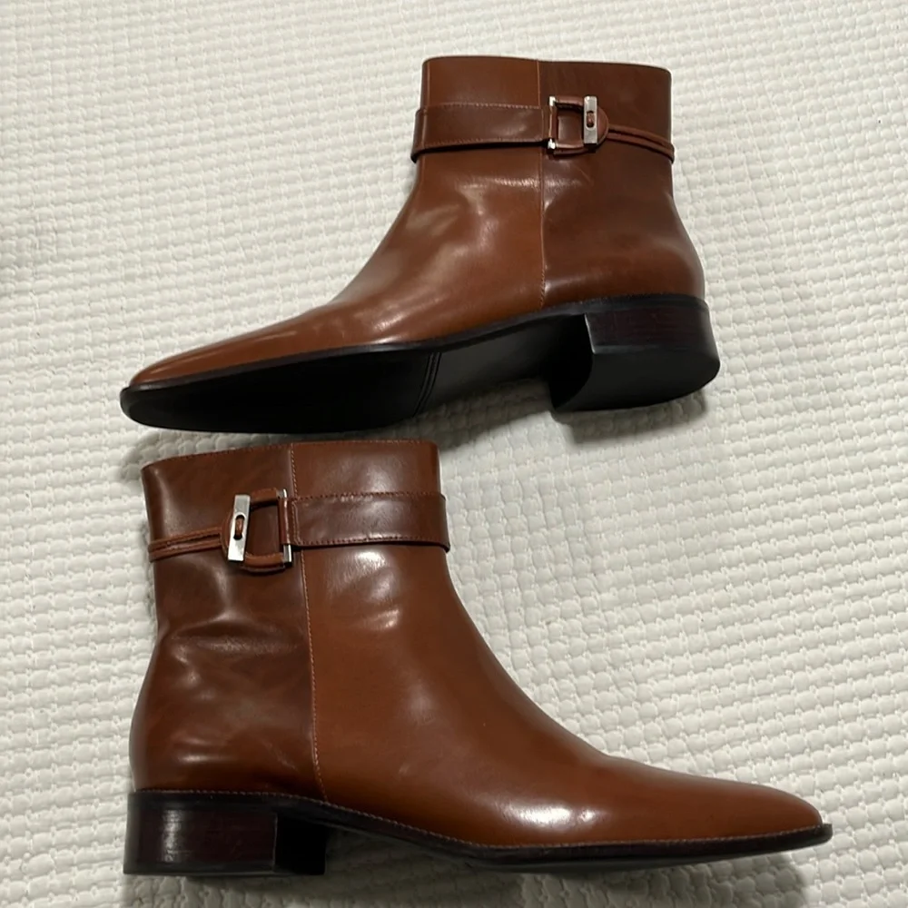 Talbots Western Ankle Booties‎ Sz 9B  Brown Leather Equestrian Boots